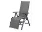 Chaise longue de jardin pliable grise avec accoudoirs, dimensions 110x78x58cm