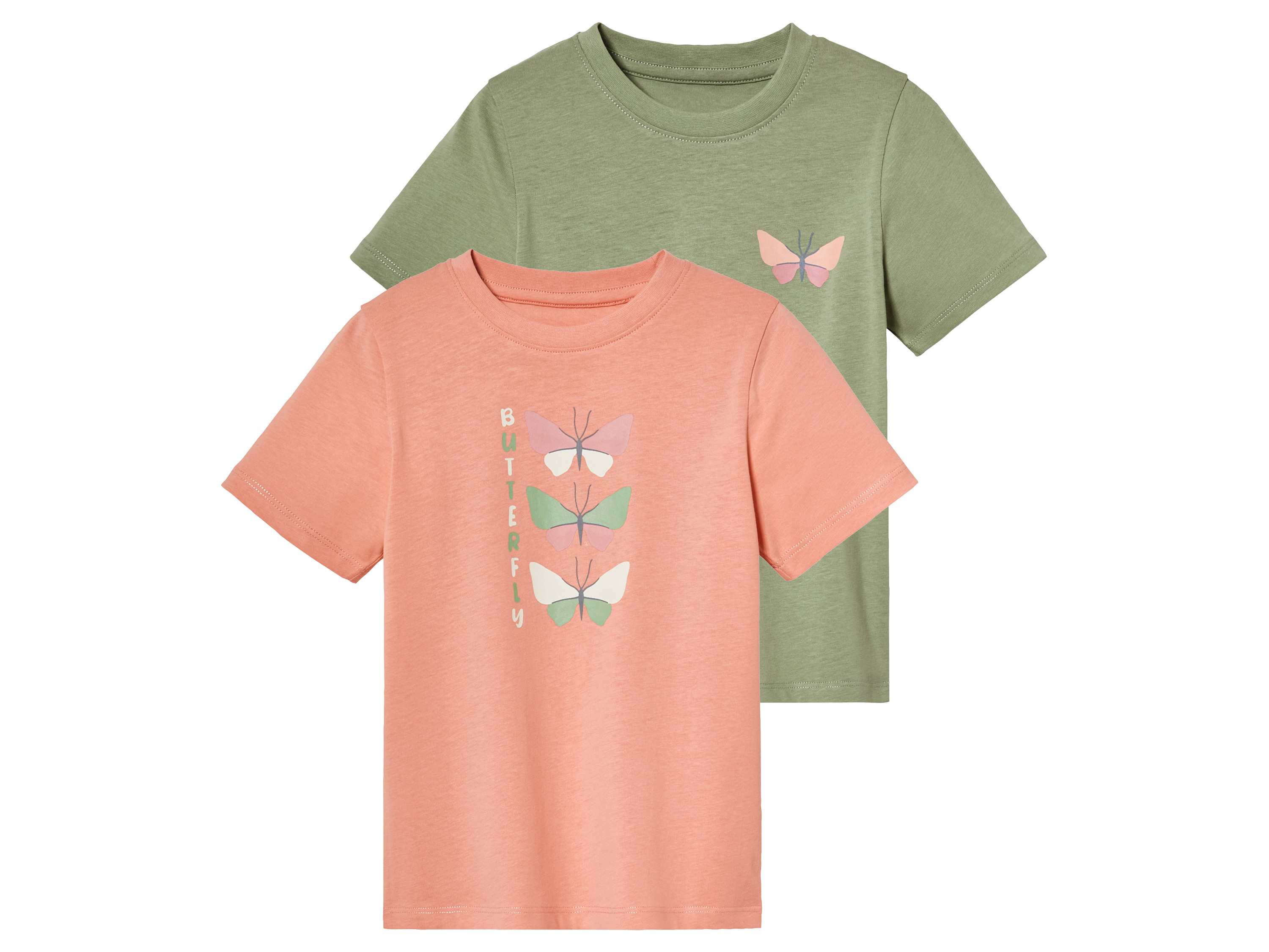 lupilu® T-shirts petite fille (vert/rose, 12-24 mois)