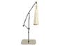 Parasol de jardin beige avec mât latéral et base en quatre parties.