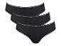 Trois paires de culottes noires en dentelle.