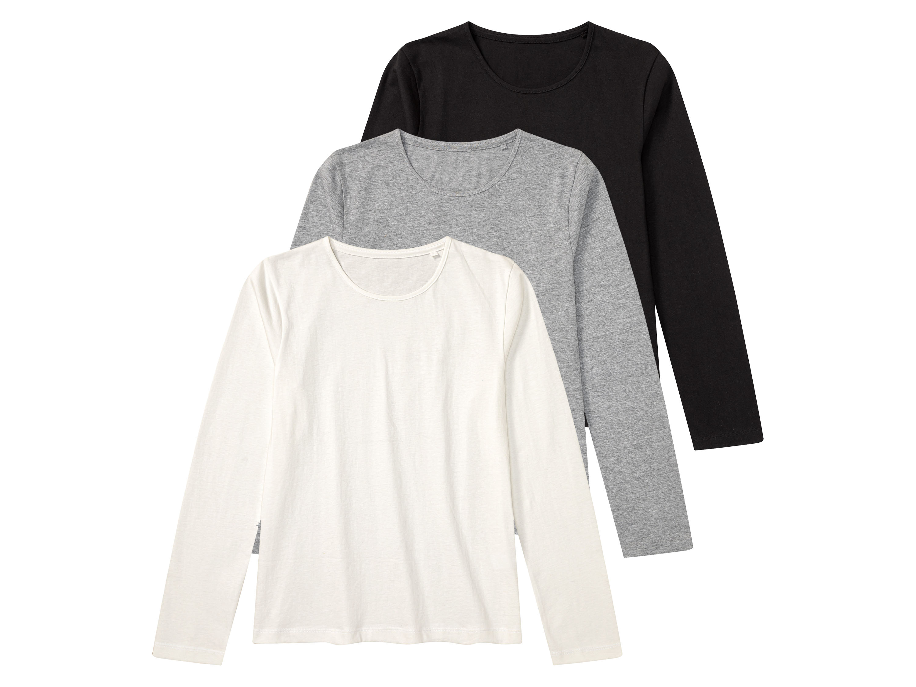 pepperts!® Lot de 3 t-shirts manches longues fille ( blanc, noir et gris )