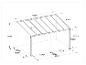 Dessin technique d'une pergola de terrasse avec dimensions, vues avant et latérale.