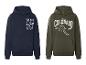 Sweats à capuche pour enfants: un bleu marine avec 'New York' et un vert olive avec 'Colorado' et skieur.