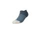 Chaussette courte bleu foncé à rayures bleu clair et bout blanc.