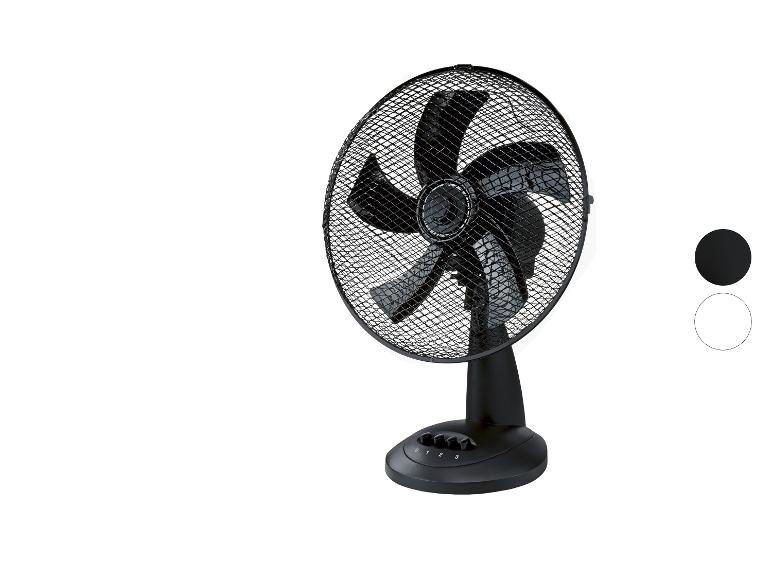 Ventilateur de bureau noir avec réglages de vitesse 0, 1, 2, 3