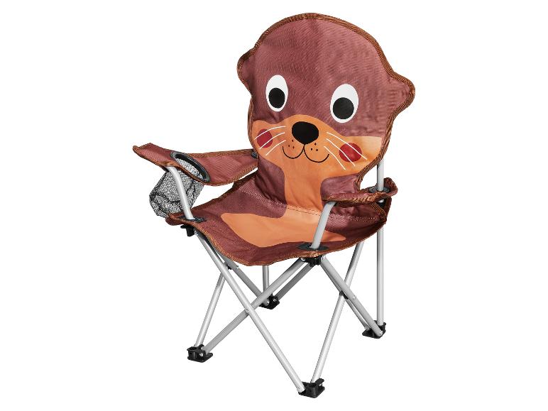 Fauteuil pliant enfant, motif loutre, avec porte-gobelet.