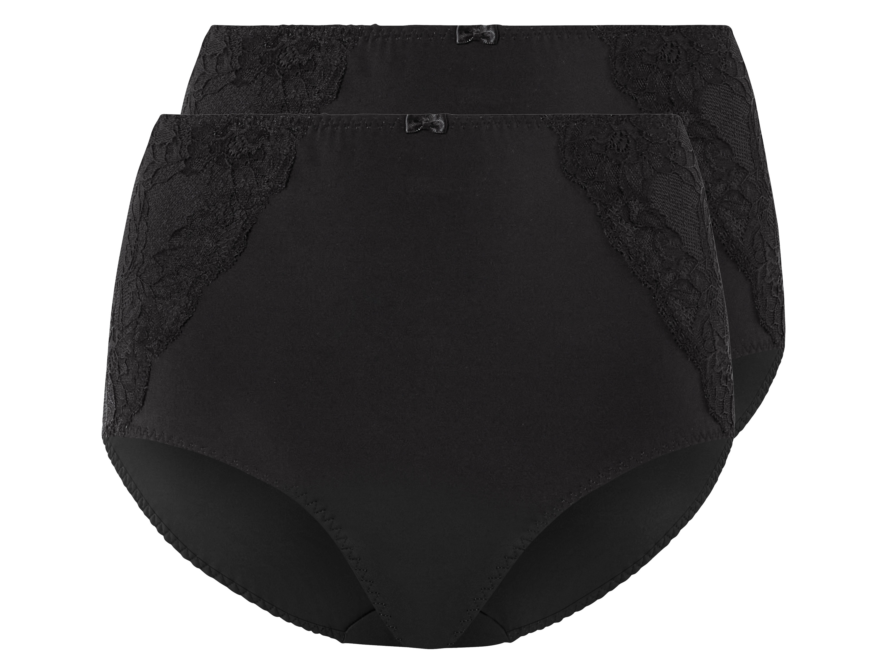 esmara® Lot de 2 culottes en dentelle gainantes femme (M (38/40), noir)