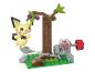 Pikachu en blocs de construction, arbre et mécanisme avec engrenage.