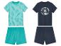 T-shirts et shorts pour enfants : motifs tropicaux et style sport.