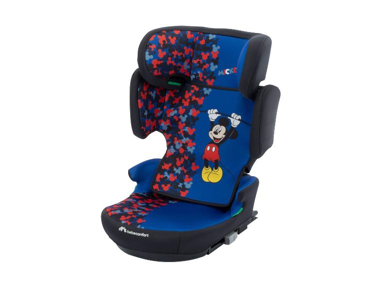 Siège auto enfant Bebeconfort bleu avec motif Mickey Mouse.