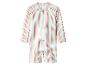 Maillot de bain enfant à manches longues, rayures multicolores et fermeture éclair frontale.
