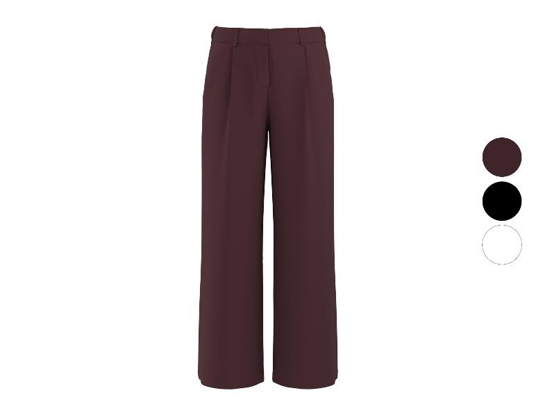 Pantalon large pour femme couleur bordeaux, avec options noir et blanc.