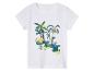 T-shirt blanc pour enfant, motif jungle Peppa Pig, singes et bananes.
