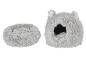 Lit gris et moelleux pour animaux de compagnie et niche pour animaux de compagnie avec oreilles.