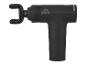 Pistolet de massage noir avec embout en forme de U, vu de côté.