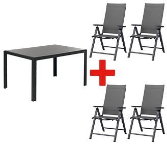 LIVARNO home Table de jardin + Set de fauteuils HOUSTON