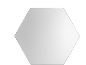 Un miroir hexagonal mesurant environ 21 cm de large et 18 cm de haut.