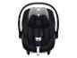 Siège auto bébé noir avec appui-tête réglable en hauteur et harnais de sécurité.
