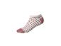 Chaussette courte rayée blanche et rose avec pointe et talon roses