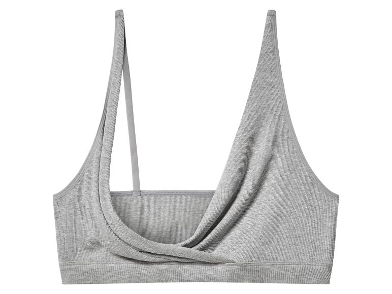 Soutien-gorge de sport gris avec décolleté en V et fines bretelles