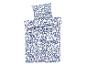 Parure de lit et taie d'oreiller, motif floral bleu.