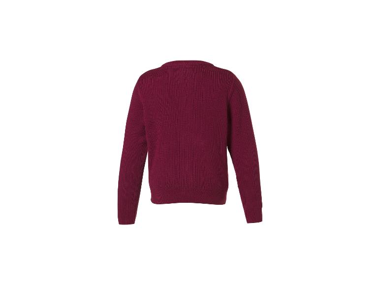 LUPILU® Premium Kinder Strickjacke: pull enfant en maille côtelée bordeaux, vue de dos.