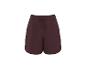 Shorts femme rouge foncé avec taille élastique et cordon de serrage.