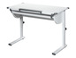 Un bureau blanc avec une partie extensible