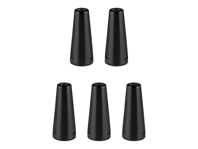 Cinq embouts de tuyau coniques noirs