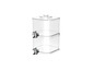 Distributeur de boissons transparent en deux parties avec robinets.
