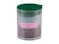 Disques de polissage colorés assortis dans un récipient transparent avec couvercle vert.