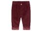 Pantalon en velours côtelé bordeaux avec des pois blancs