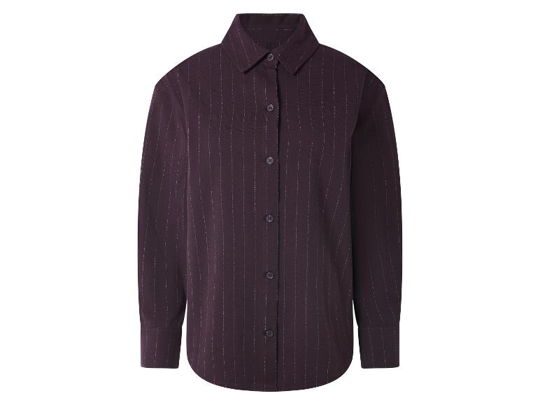 Chemise femme violette à fines rayures avec boutons foncés
