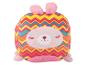Peluche lapin carrée, motif zig zag coloré.