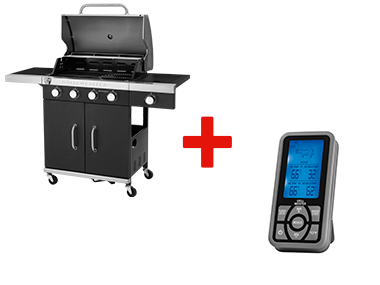 GRILLMEISTER Barbecue à gaz Memphis + Thermomètre barbecue sans fil