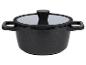 Une casserole noire avec un couvercle