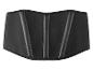 Un corset noir avec des détails en cuir.