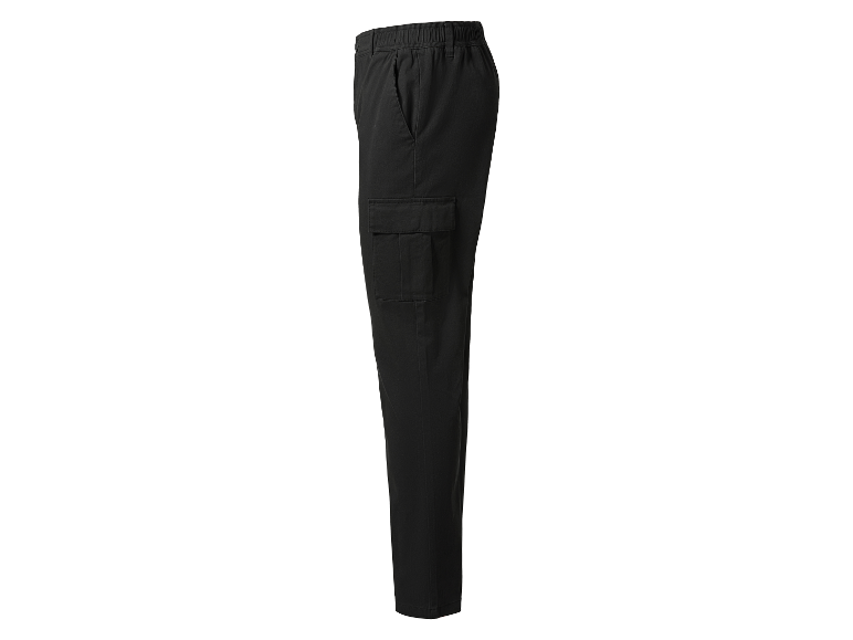 Pantalon cargo noir à taille élastique.