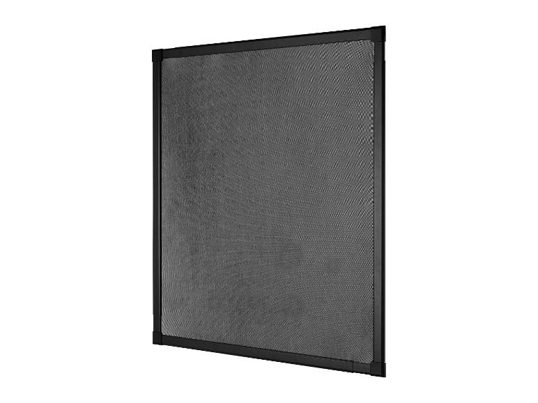 Moustiquaire noire encadrée, vue en angle.