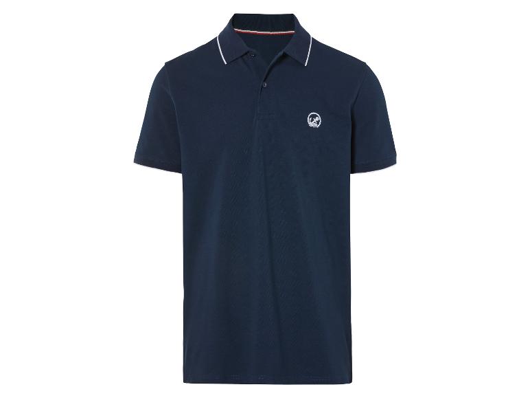 Polo bleu marine à col contrastant.