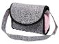 Sac bandoulière gris avec intérieur rose et bordure noire