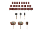 Assortiment de tambours et de meules à polir pour outils rotatifs.