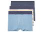 Trois paires de boxers bleus et rayés.