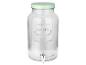 Grande carafe en verre avec robinet, couvercle vert menthe, style vintage.