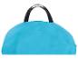 Sac fourre-tout bleu clair avec poignées noires.