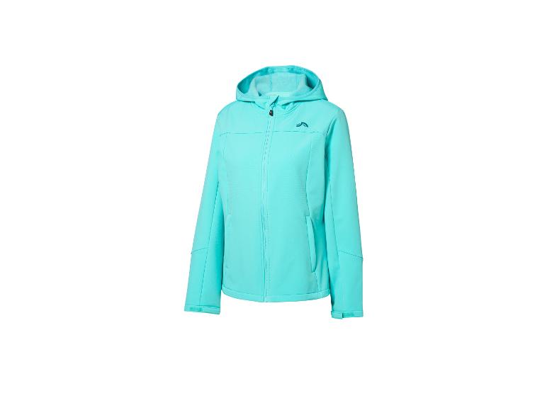 Une veste à capuche turquoise avec une fermeture éclair et un petit logo sur la poitrine.