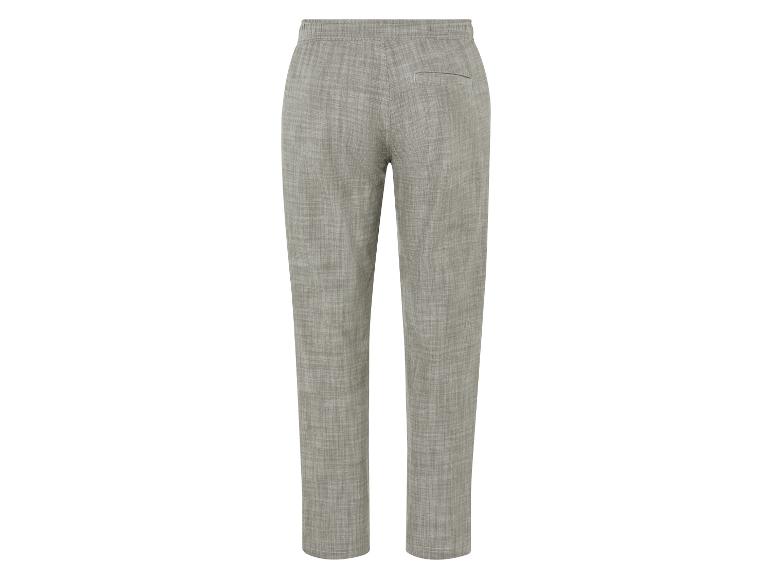 Pantalon gris clair à texture lin, vue arrière.