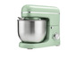 Un robot de cuisine Silvercrest vert menthe avec un bol en acier inoxydable.