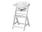 Chaise haute blanche Safety 1st avec plateau et harnais.