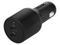Chargeur de voiture noir avec deux ports USB-C de la marque TRONIC.